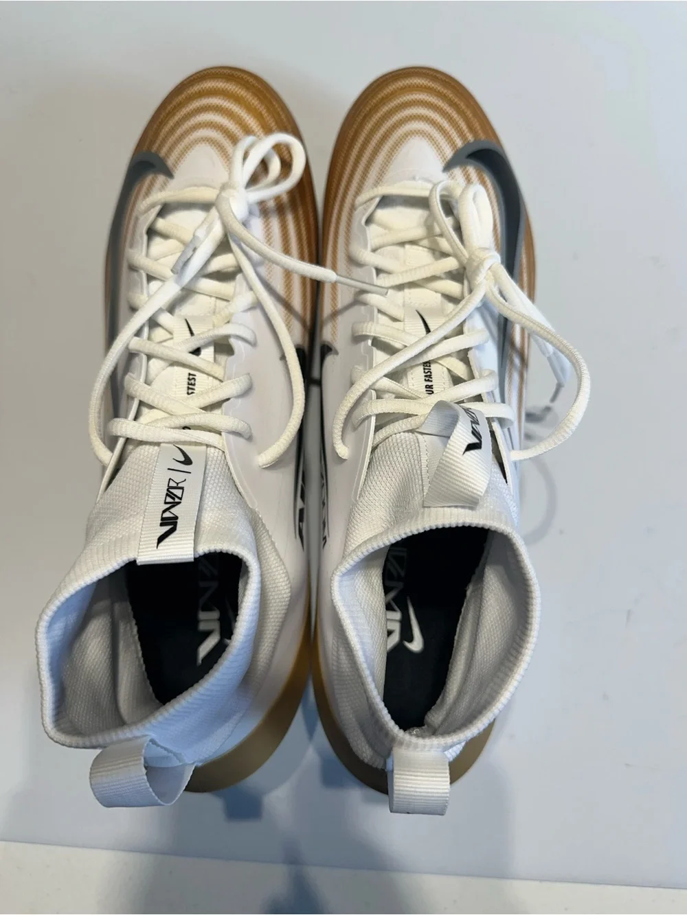 Nike Zoom Air Vapor Pro 1 Football Cleats White Gold FB3298-103 Mens 13